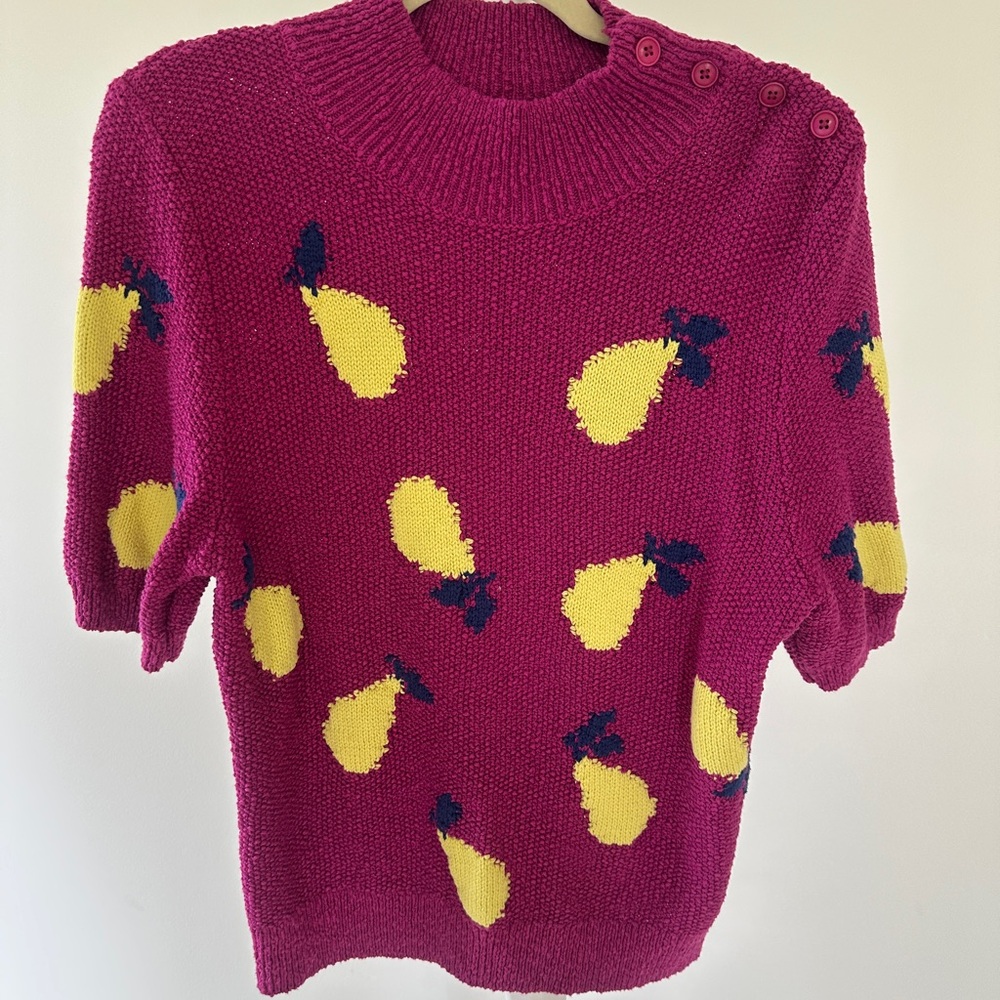 Anthropologie Maeve Magenta Knit Sweater